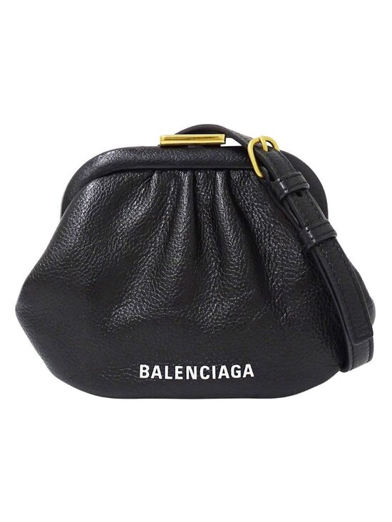 Balenciaga Handbags - Balenciaga Wallet Shoulder Coin Case Leather Black Kiss Lock Logo